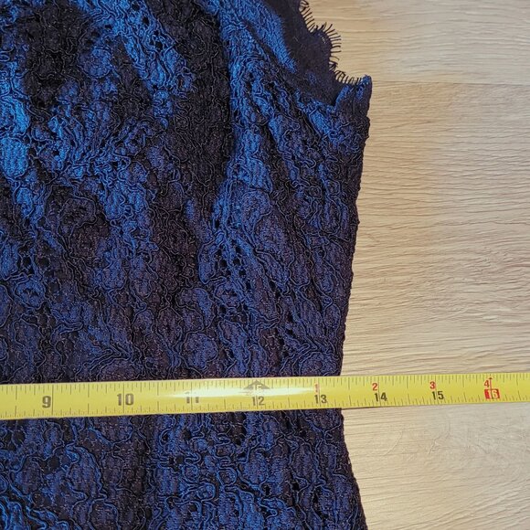 Adrianna Papell Floral Lace Sheath Dress Sz 4 Navy Ethereal Coquette Feminine - Picture 9 of 10